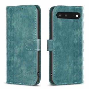 For Google Pixel 7 Plaid Embossed Leather Phone Case(Green)