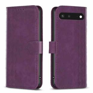 For Google Pixel 7 Plaid Embossed Leather Phone Case(Purple)