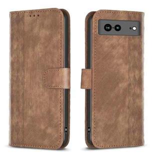 For Google Pixel 7a Plaid Embossed Leather Phone Case(Brown)