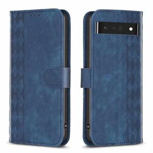 For Google Pixel 7 Pro Plaid Embossed Leather Phone Case(Blue)