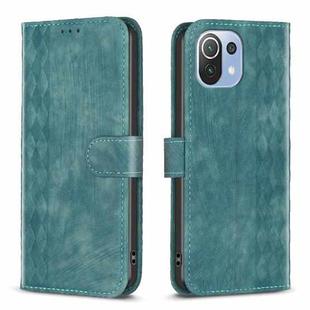 For Xiaomi 11 Lite Plaid Embossed Leather Phone Case(Green)