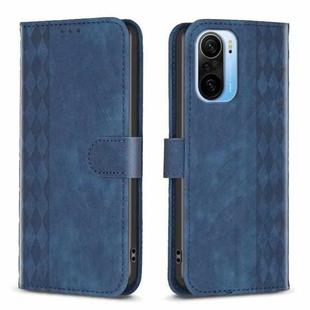 For Xiaomi 11i / Redmi K40 Plaid Embossed Leather Phone Case(Blue)