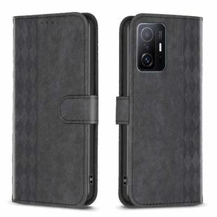 For Xiaomi 11T / 11T Pro Plaid Embossed Leather Phone Case(Black)