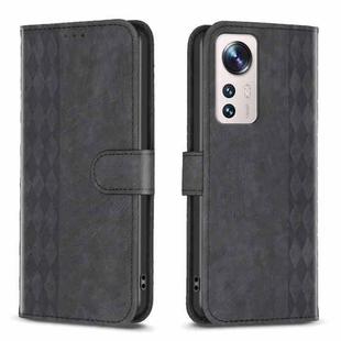 For Xiaomi 12 Lite Plaid Embossed Leather Phone Case(Black)