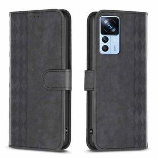 For Xiaomi 12T / 12T Pro Plaid Embossed Leather Phone Case(Black)