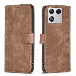 For Xiaomi 13 Plaid Embossed Leather Phone Case(Brown)