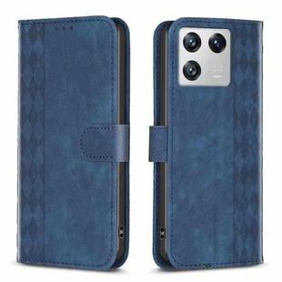 For Xiaomi 13 Plaid Embossed Leather Phone Case(Blue)