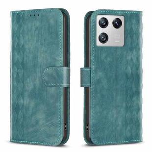 For Xiaomi 13 Plaid Embossed Leather Phone Case(Green)