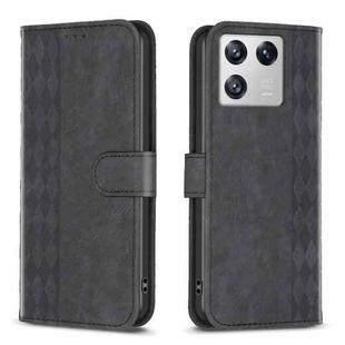 For Xiaomi 13 Plaid Embossed Leather Phone Case(Black)