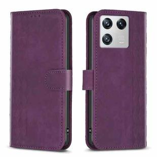 For Xiaomi 13 Plaid Embossed Leather Phone Case(Purple)