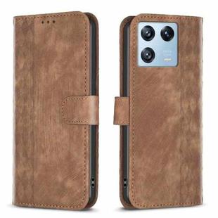 For Xiaomi 13 Pro Plaid Embossed Leather Phone Case(Brown)