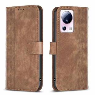 For Xiaomi 13 Lite 5G / Civi 2 Plaid Embossed Leather Phone Case(Brown)