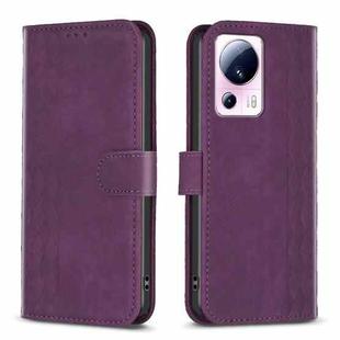 For Xiaomi 13 Lite 5G / Civi 2 Plaid Embossed Leather Phone Case(Purple)