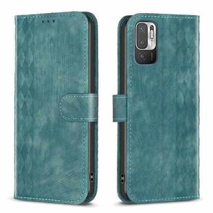 For Xiaomi Poco M3 Pro Plaid Embossed Leather Phone Case(Green)