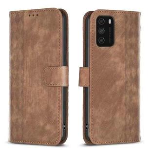 For Xiaomi Poco M3 CN Version Plaid Embossed Leather Phone Case(Brown)