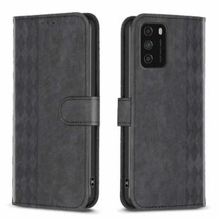 For Xiaomi Poco M3 CN Version Plaid Embossed Leather Phone Case(Black)