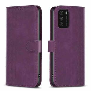 For Xiaomi Poco M3 CN Version Plaid Embossed Leather Phone Case(Purple)