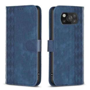 For Xiaomi Poco X3 / X3 NFC Plaid Embossed Leather Phone Case(Blue)