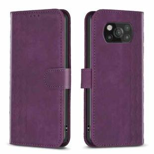 For Xiaomi Poco X3 / X3 NFC Plaid Embossed Leather Phone Case(Purple)
