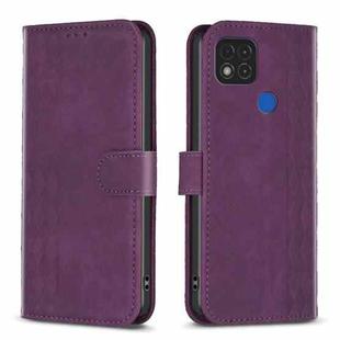 For Xiaomi Redmi 9C Plaid Embossed Leather Phone Case(Purple)