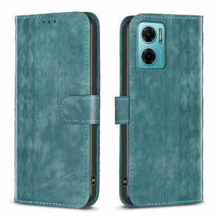 For Xiaomi Redmi 10 5G / Note 11E Plaid Embossed Leather Phone Case(Green)