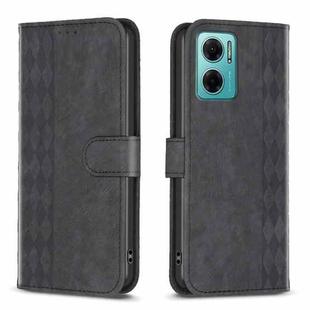 For Xiaomi Redmi 10 5G / Note 11E Plaid Embossed Leather Phone Case(Black)