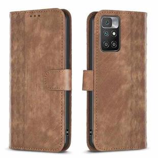 For Xiaomi Redmi 10 2022 Plaid Embossed Leather Phone Case(Brown)