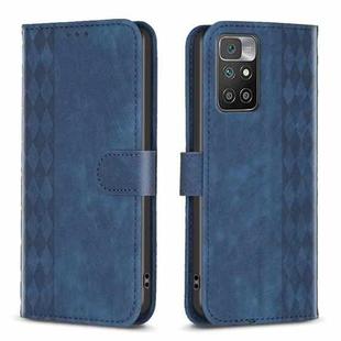 For Xiaomi Redmi 10 2022 Plaid Embossed Leather Phone Case(Blue)