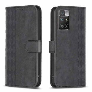 For Xiaomi Redmi 10 2022 Plaid Embossed Leather Phone Case(Black)