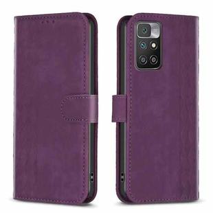 For Xiaomi Redmi 10 2022 Plaid Embossed Leather Phone Case(Purple)