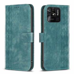 For Xiaomi Redmi 10C Plaid Embossed Leather Phone Case(Green)