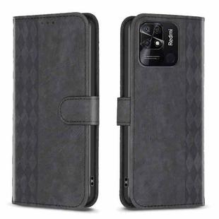 For Xiaomi Redmi 10C Plaid Embossed Leather Phone Case(Black)