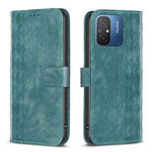 For Xiaomi Redmi 12C Plaid Embossed Leather Phone Case(Green)