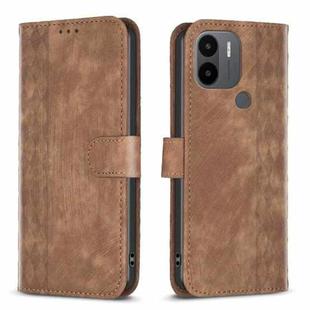 For Xiaomi Redmi A1 / A1+ Plaid Embossed Leather Phone Case(Brown)