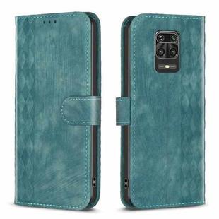 For Xiaomi Redmi Note 9 Pro Plaid Embossed Leather Phone Case(Green)