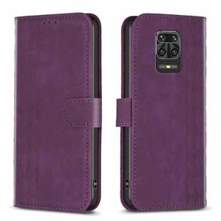 For Xiaomi Redmi Note 9 Pro Plaid Embossed Leather Phone Case(Purple)