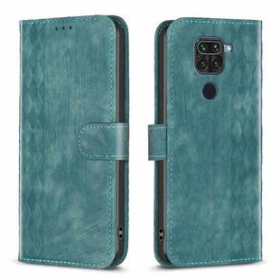 For Xiaomi Redmi Note 9 Plaid Embossed Leather Phone Case(Green)