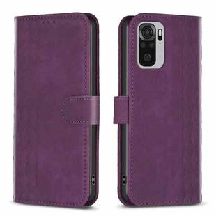 For Xiaomi Redmi Note 10 4G Plaid Embossed Leather Phone Case(Purple)