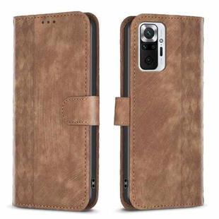 For Xiaomi Redmi Note 10 Pro Plaid Embossed Leather Phone Case(Brown)