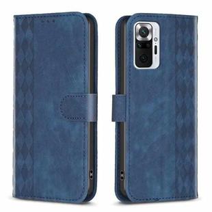 For Xiaomi Redmi Note 10 Pro Plaid Embossed Leather Phone Case(Blue)
