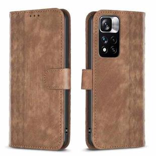 For Xiaomi Redmi Note 11 Pro Plaid Embossed Leather Phone Case(Brown)