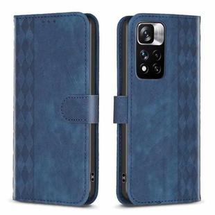 For Xiaomi Redmi Note 11 Pro Plaid Embossed Leather Phone Case(Blue)