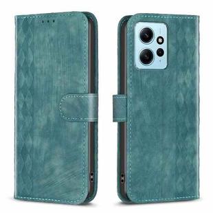 For Xiaomi Redmi Note 12 4G Global Plaid Embossed Leather Phone Case(Green)