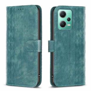 For Xiaomi Redmi Note 12 5G Global Plaid Embossed Leather Phone Case(Green)