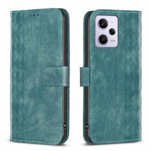For Xiaomi Redmi Note 12 Pro Global Plaid Embossed Leather Phone Case(Green)