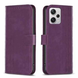 For Xiaomi Redmi Note 12 Pro+ Global Plaid Embossed Leather Phone Case(Purple)