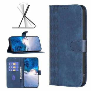 For Xiaomi Redmi 12 4G Plaid Embossed Leather Phone Case(Blue)