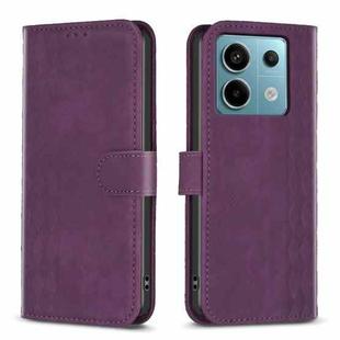 For Xiaomi Redmi Note 13 Pro 5G Plaid Embossed Leather Phone Case(Purple)