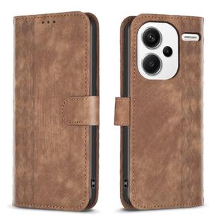 For Xiaomi Redmi Note 13 Pro+ 5G Plaid Embossed Leather Phone Case(Brown)