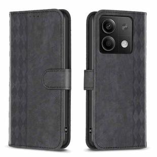For Xiaomi Redmi Note 13 Plaid Embossed Leather Phone Case(Black)
